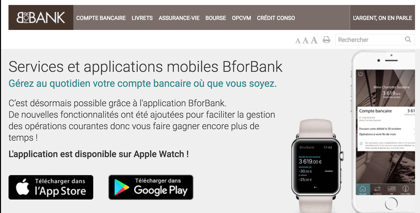 BforBank sur Apple Watch